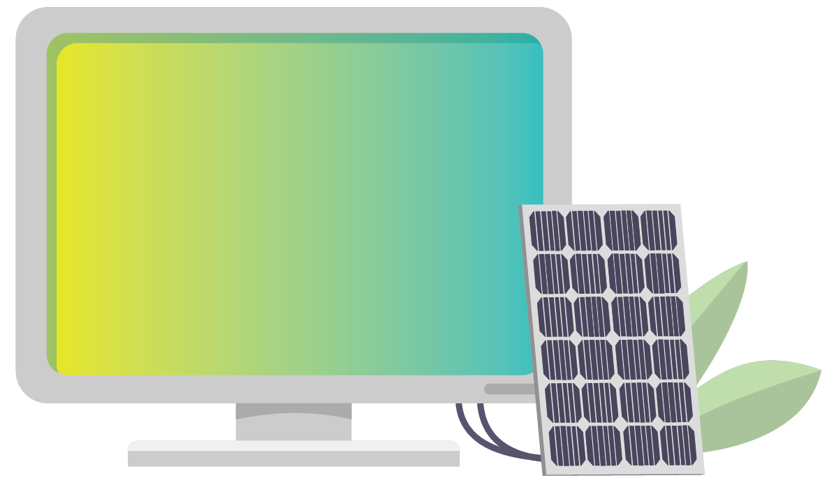 An image of a monitor powered by a solar panel